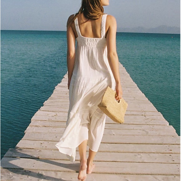 J. Crew Airy gauze tiered maxi dress Ivory Large - Picture 2 of 3